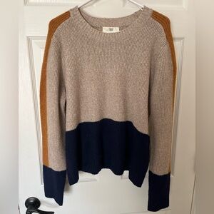 PINK Victoria's Secret Beige, Navy & Rust Colorblock Crew Sweater